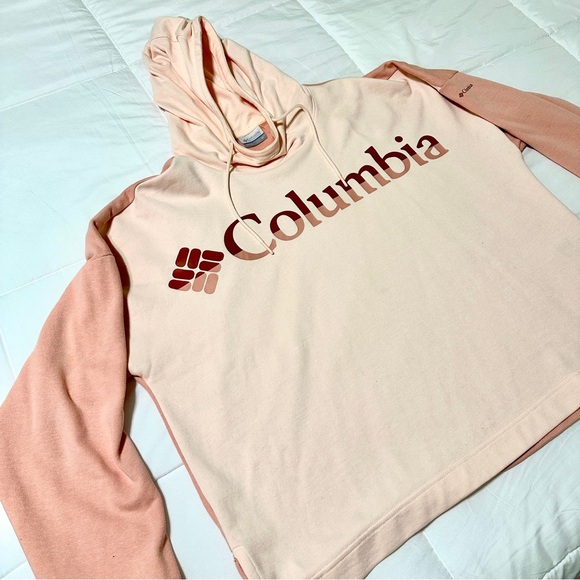 Columbia Women's Color Block Peach and Pink Logo French Terry Hoodie • XLarge - Picture 5 of 10